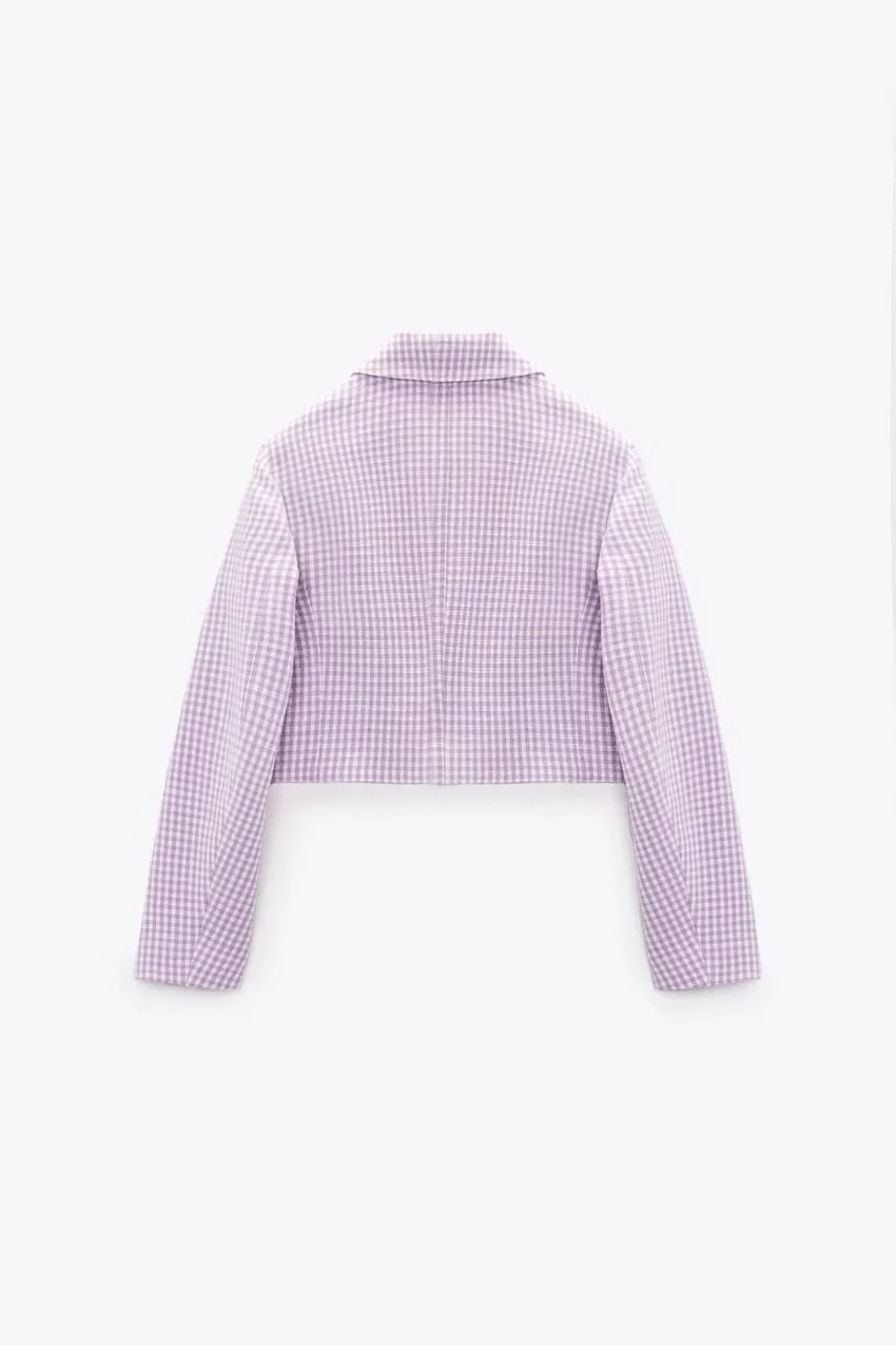 Fashion Purple Geometric Textured Lapel-breasted Jacket,Coat-Jacket