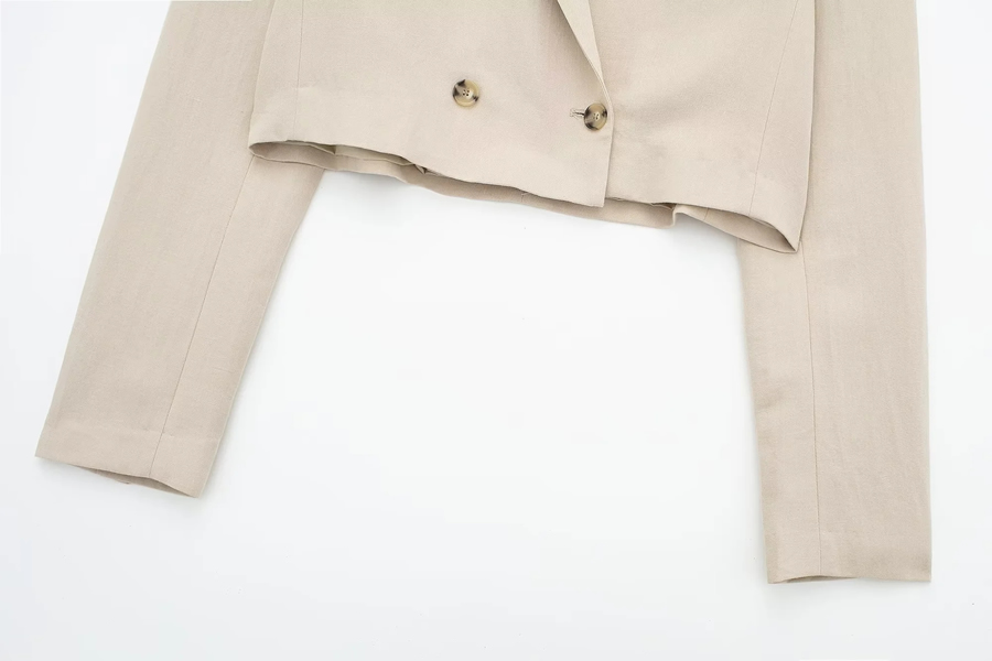 Fashion White Cropped Cotton Lapel Blazer,Coat-Jacket