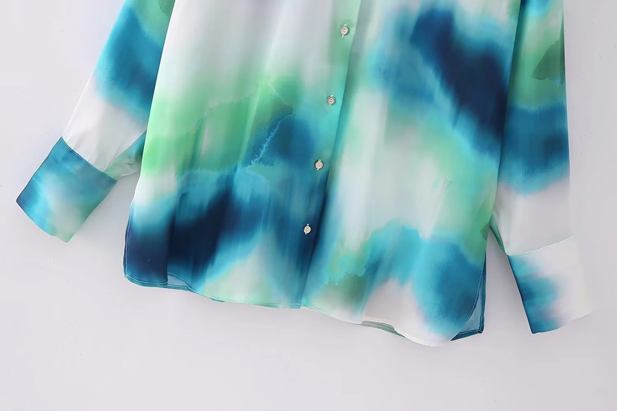 Fashion Multicolor Tie-dye Lapel-breasted Shirt,Tank Tops & Camis