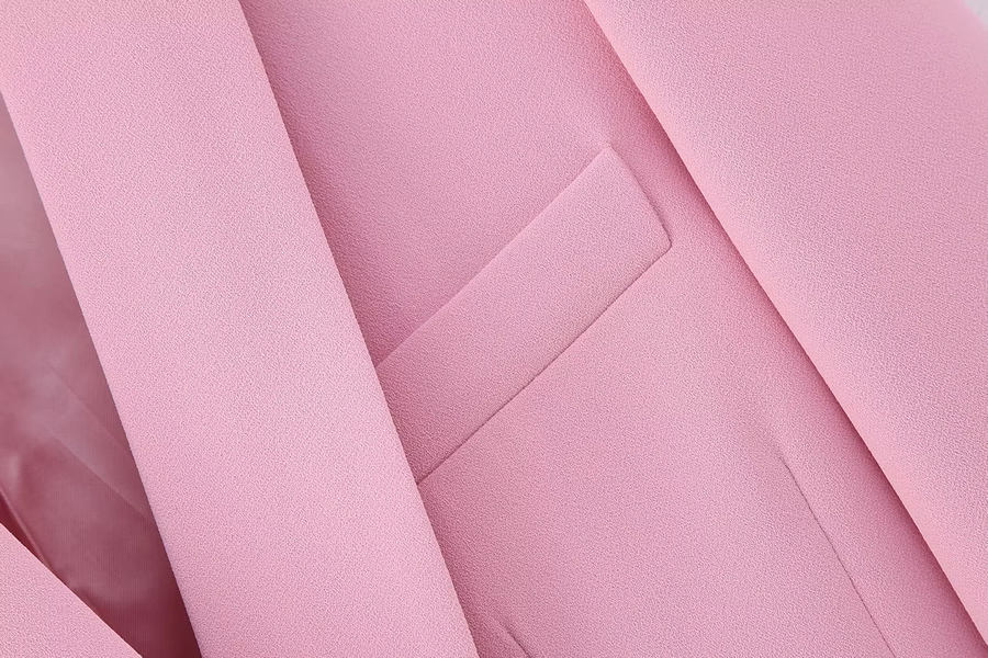 Fashion Pink Polyester Lapel Pocket Blazer,Coat-Jacket