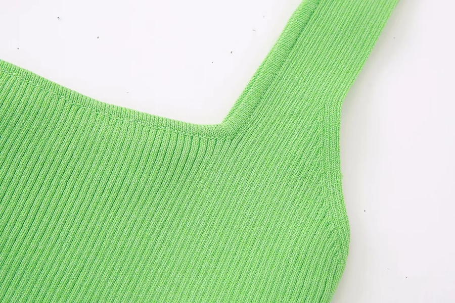 Fashion Green Rib-knit Suspenders,Tank Tops & Camis