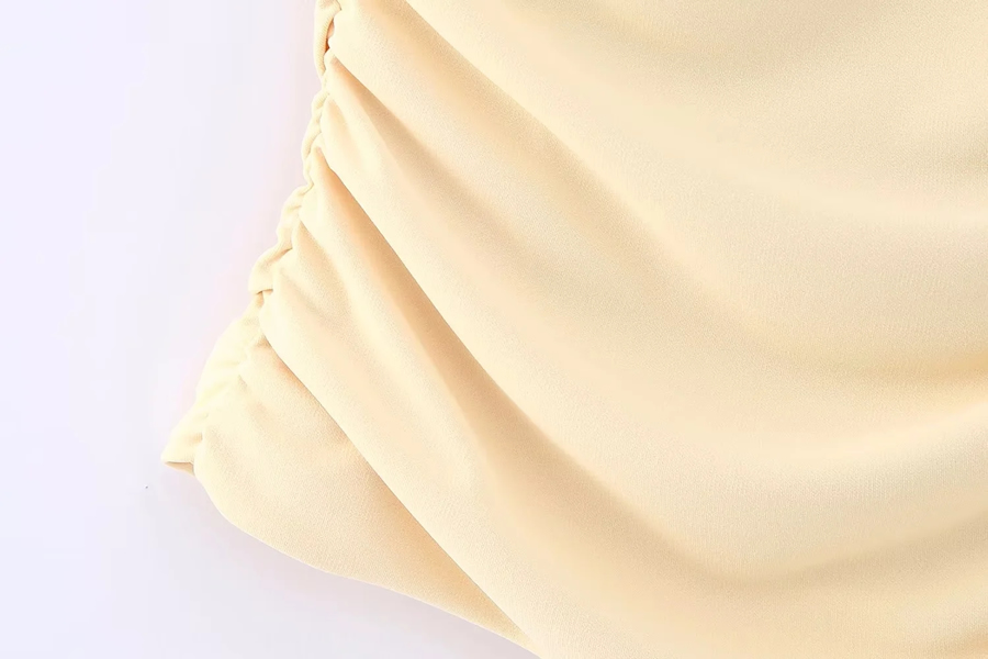 Fashion Beige Polyester Pleated Top,Tank Tops & Camis