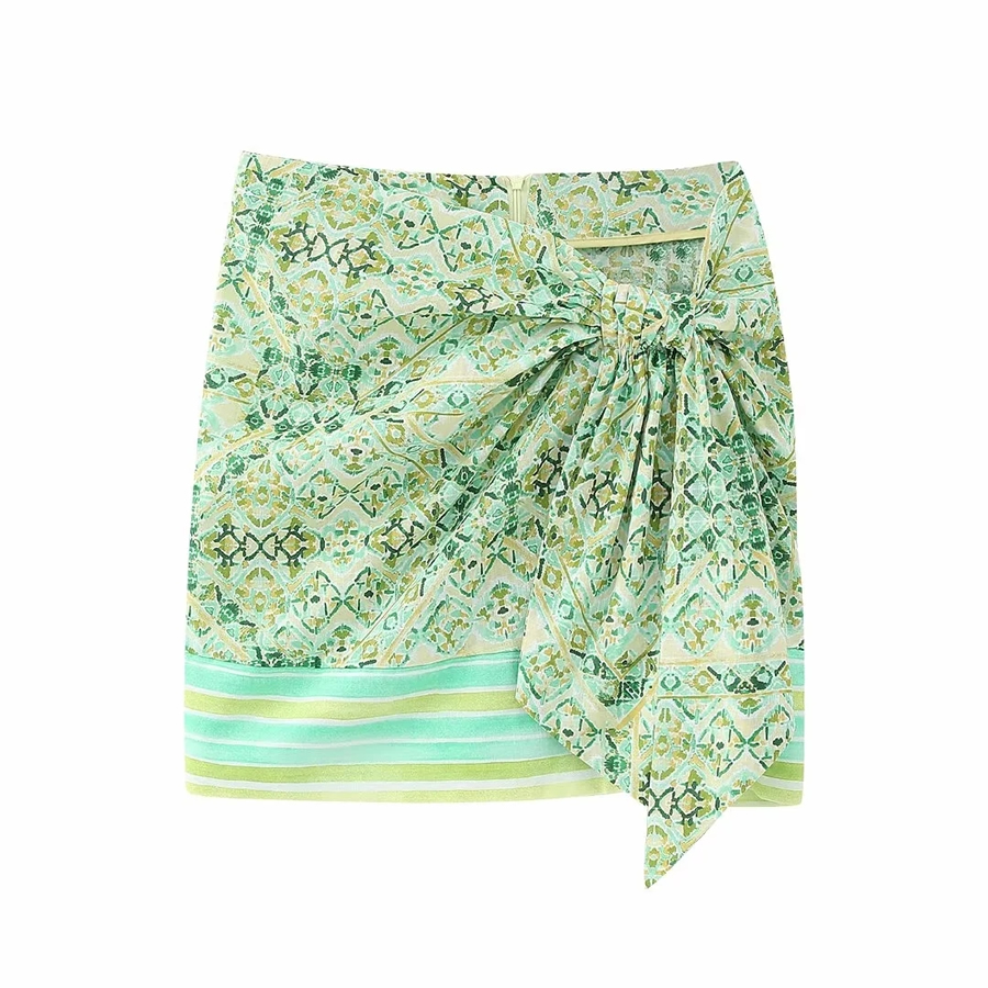 Fashion Multicolor Polyester Knot Print Skirt,Skirts