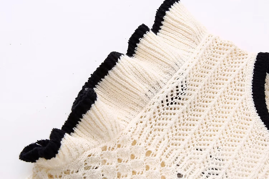 Fashion White Layered Jacquard Mesh-knit Top,Tank Tops & Camis
