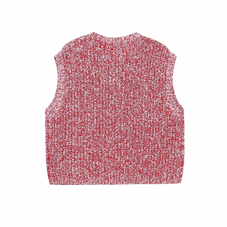 Fashion Red Solid Color Knit Crewneck Tank Top,Tank Tops & Camis