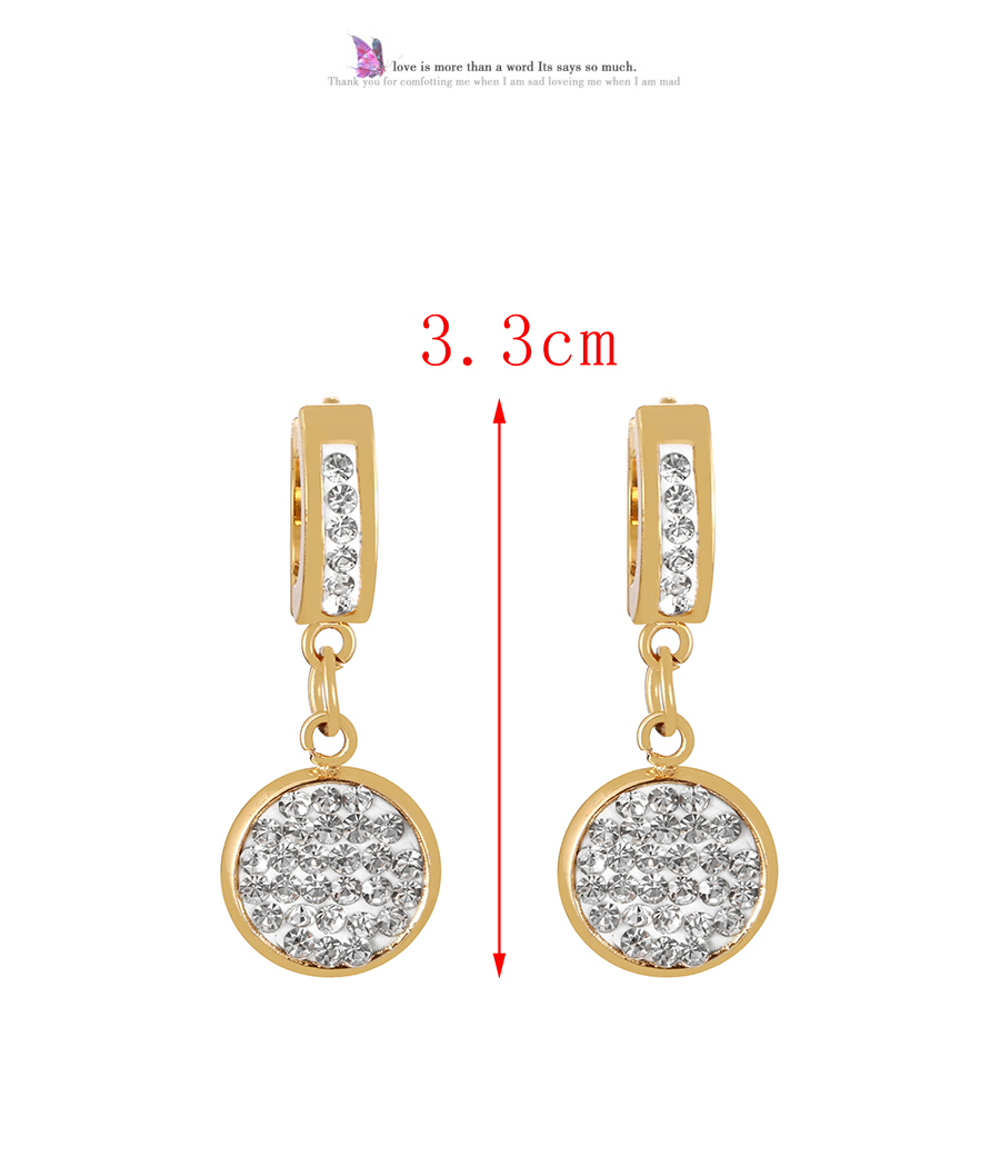 Fashion Golden 1 Titanium Steel Zirconium Round Hoop Earrings,Earrings