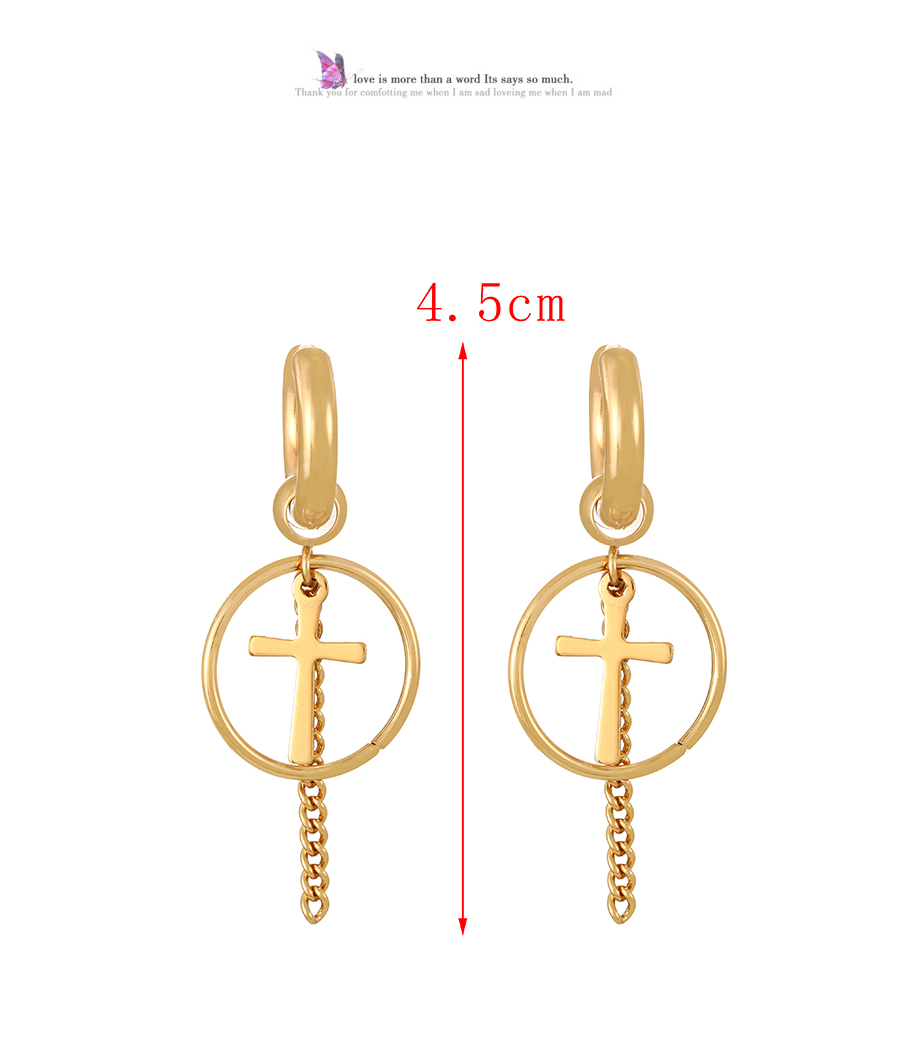 Fashion Golden 4 Titanium Steel Leaf Tassel Chain Hoop Earrings,Earrings