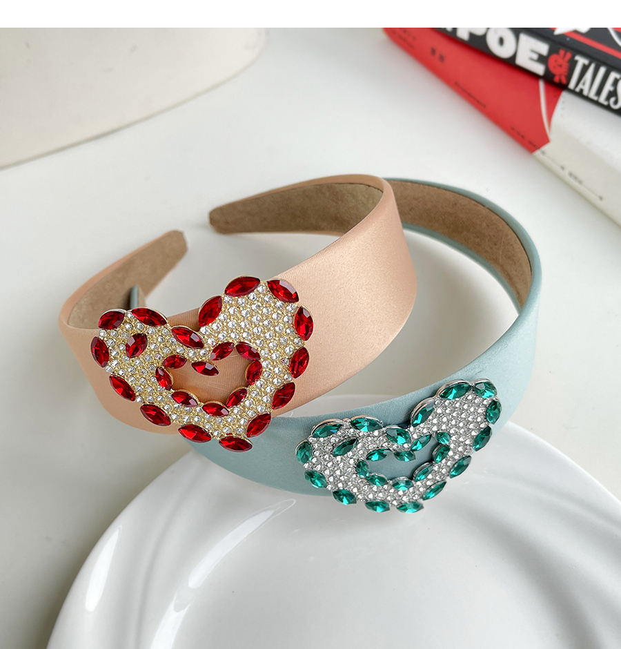 Fashion Light Pink Alloy Diamond Heart Fabric Headband (4cm),Head Band