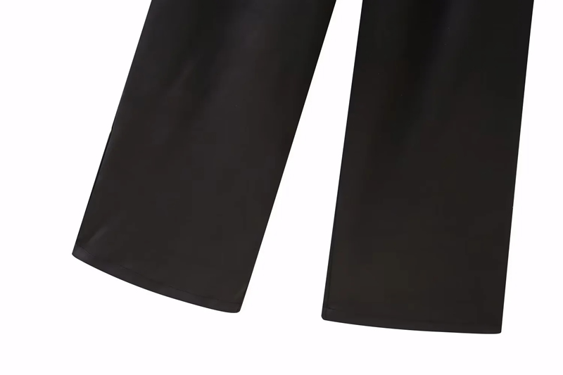 Fashion Black Satin Pleated Trousers,Pants