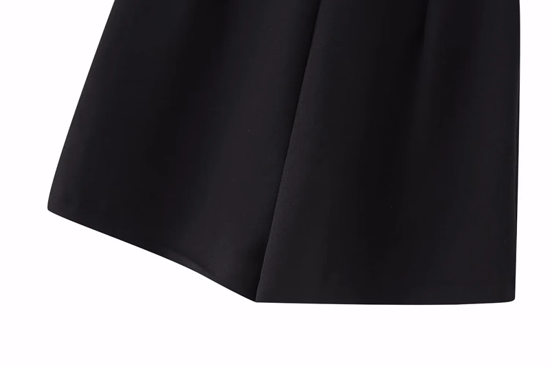 Fashion Black Woven Pleated Culottes,Shorts