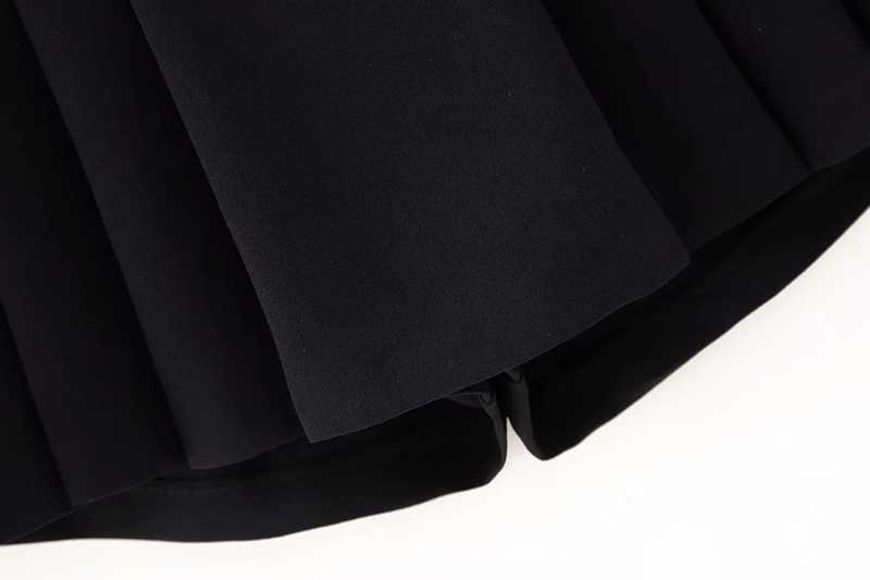 Fashion Black Woven Pleated Culottes,Shorts