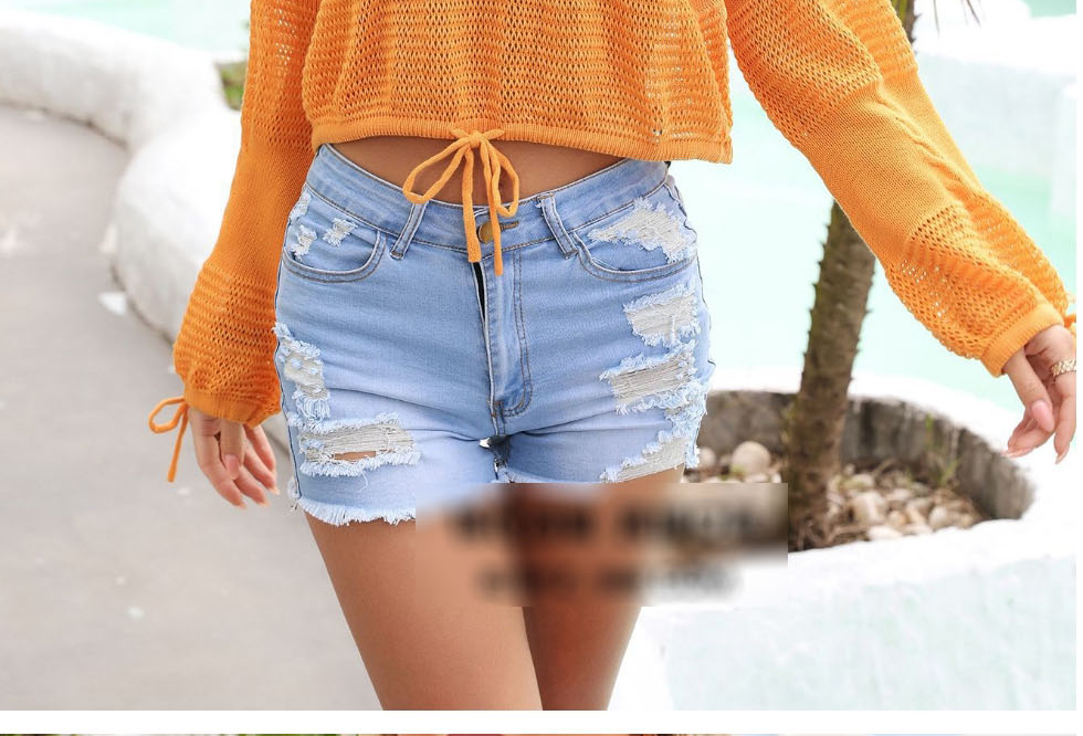 Fashion Orange Cotton Long Sleeve Knit Sun Blouse,Tank Tops & Camis