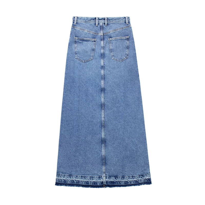 Fashion Blue Denim Split Skirt,Skirts