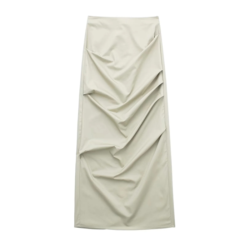Fashion Apricot Blended Fold Skirt,Skirts