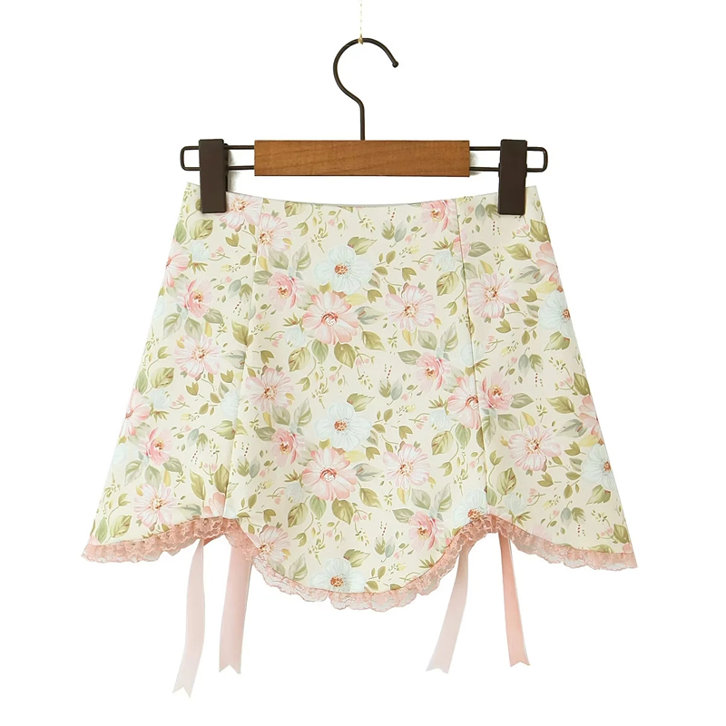 Fashion Color Polyester Printed Lace Skirt,Skirts