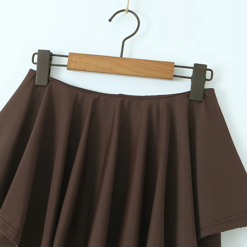 Fashion Brown Nylon Pleated Skirt,Skirts