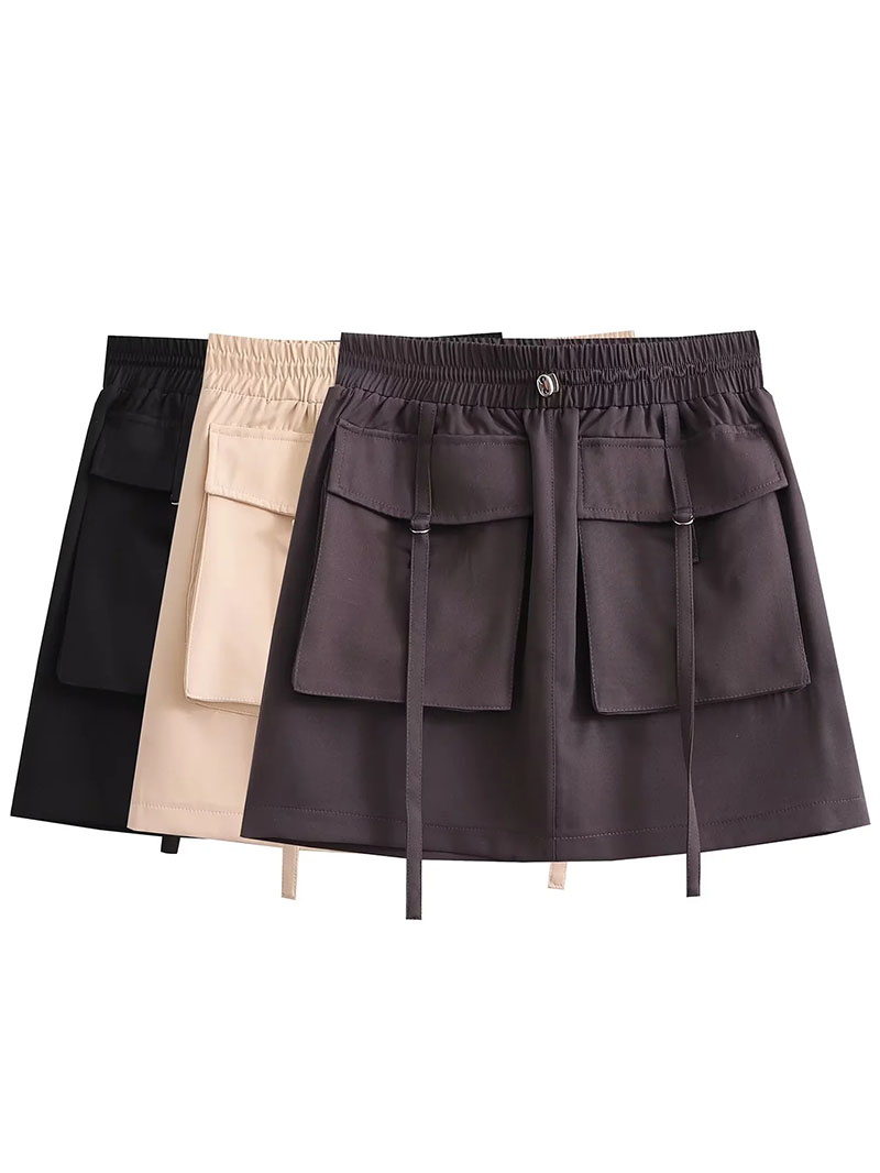 Fashion Mink Polyester Pocket Cargo Skirt,Skirts