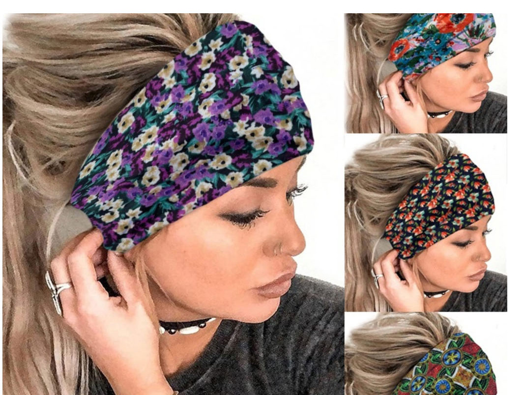 Fashion 2 Suits Fabric-print Knotted Wide-brimmed Headband,Hair Ribbons