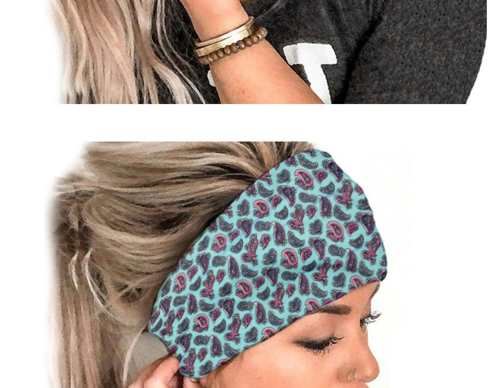 Fashion 2 White Fabric-print Knotted Wide-brimmed Headband,Hair Ribbons