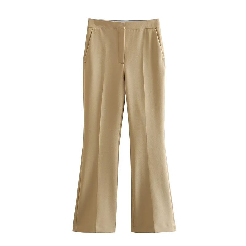 Fashion Khaki Polyester Bootcut Trousers,Pants