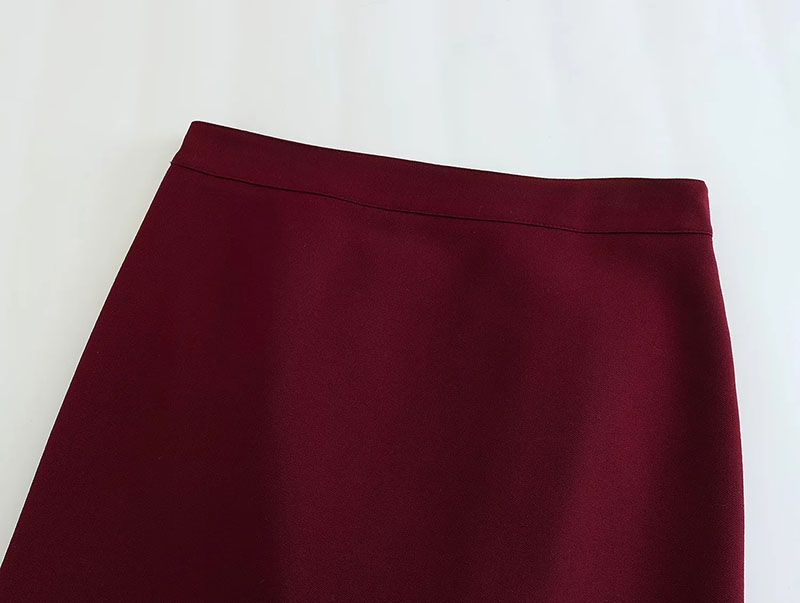 Fashion Red Polyester Straight Slit Skirt,Skirts