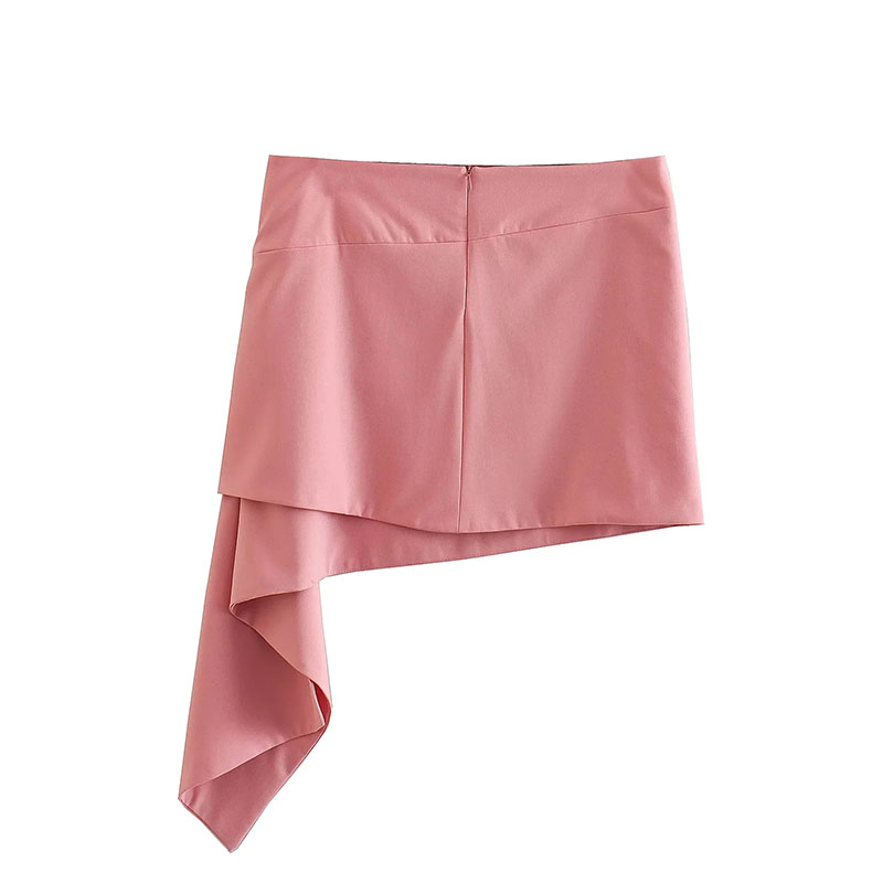 Fashion Pink Polyester Asymmetric Skirt,Skirts