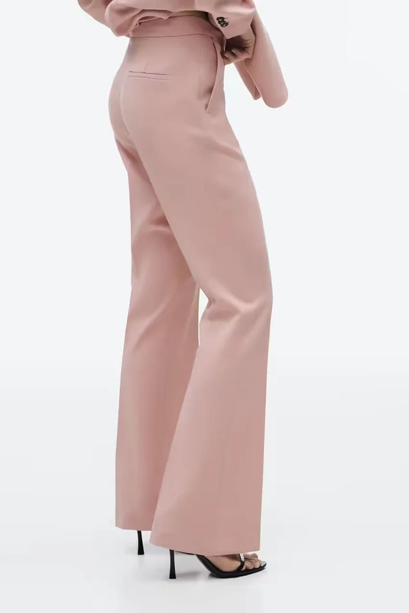 Fashion Pink Polyester Bootcut Trousers,Pants