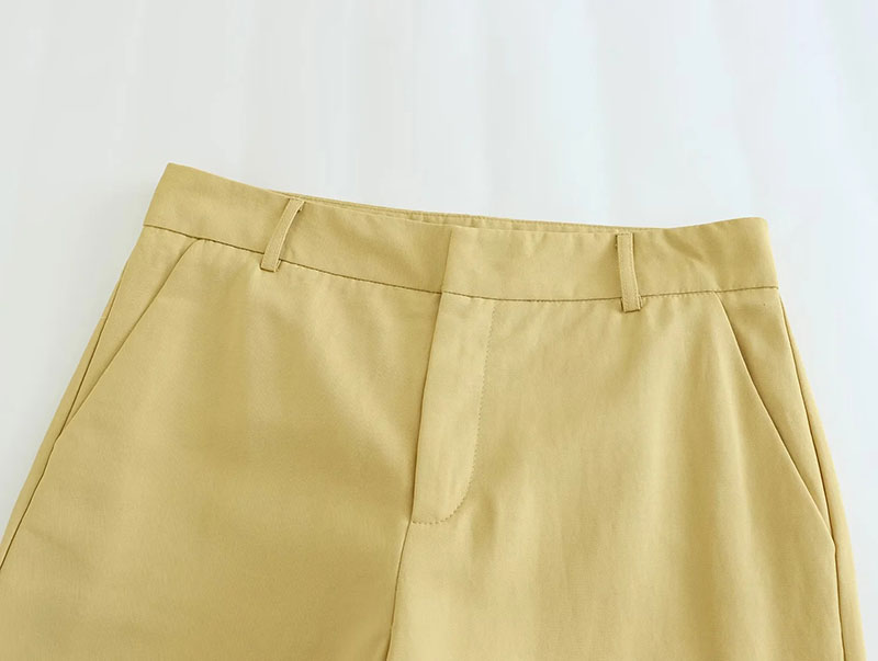 Fashion Yellow Polyester Slit Straight-leg Trousers,Pants