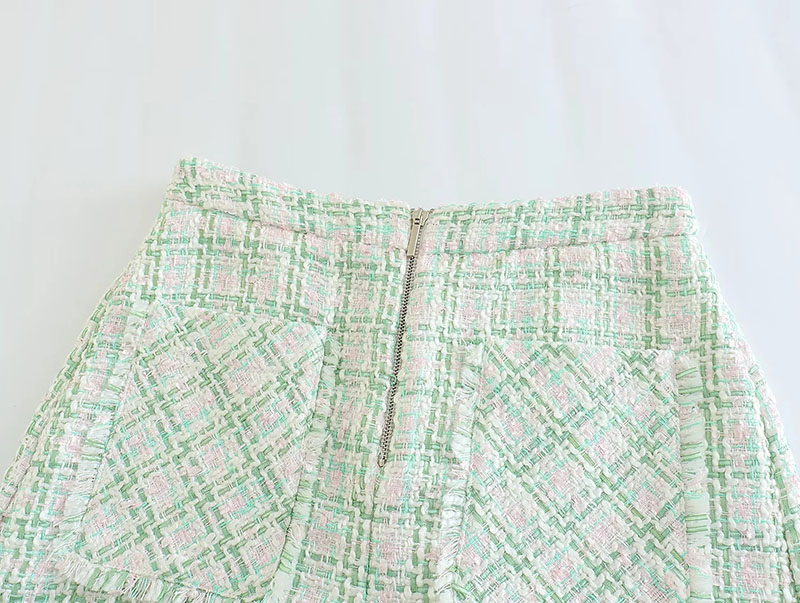Fashion Green Polyester Textured Culottes,Shorts