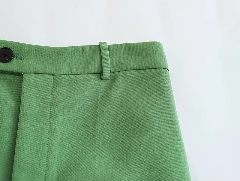 Fashion Green Polyester Pleated Straight-leg Trousers,Pants