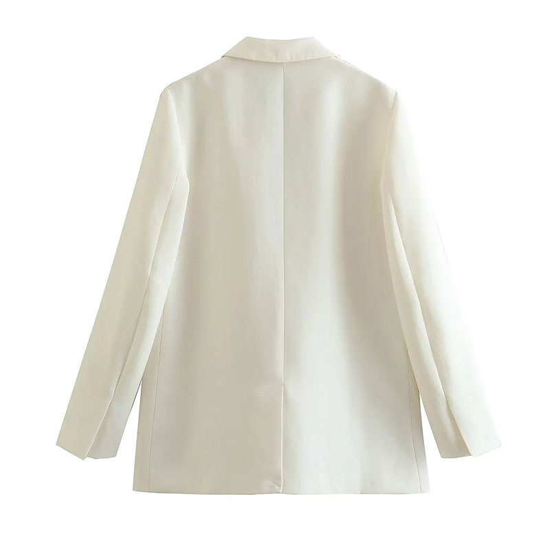Fashion White Polyester Breasted Lapel Blazer,Coat-Jacket