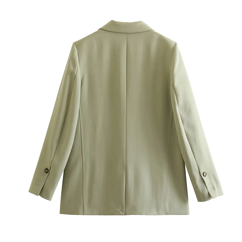 Fashion Green Polyester Lapel Pocket Blazer,Coat-Jacket