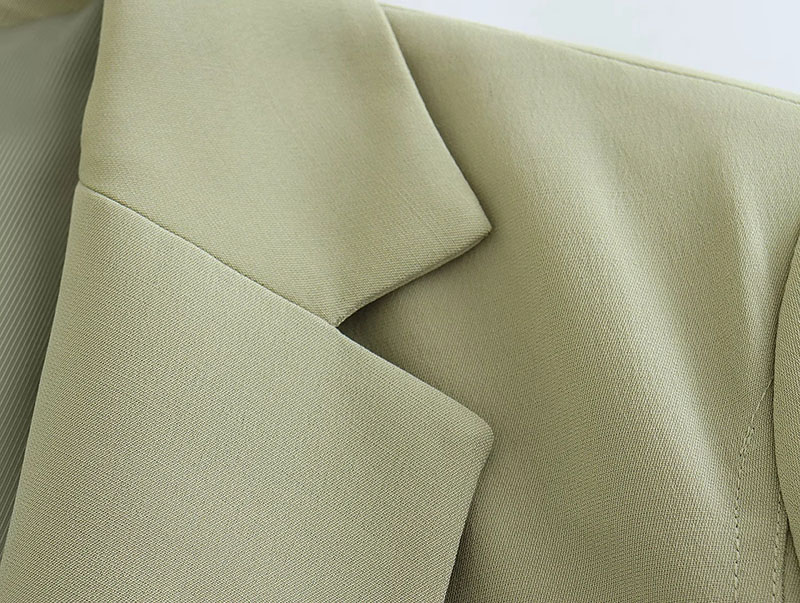 Fashion Green Polyester Lapel Pocket Blazer,Coat-Jacket