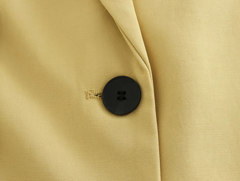 Fashion Yellow Polyester Tie-breasted Pocket-trimmed Blazer,Coat-Jacket