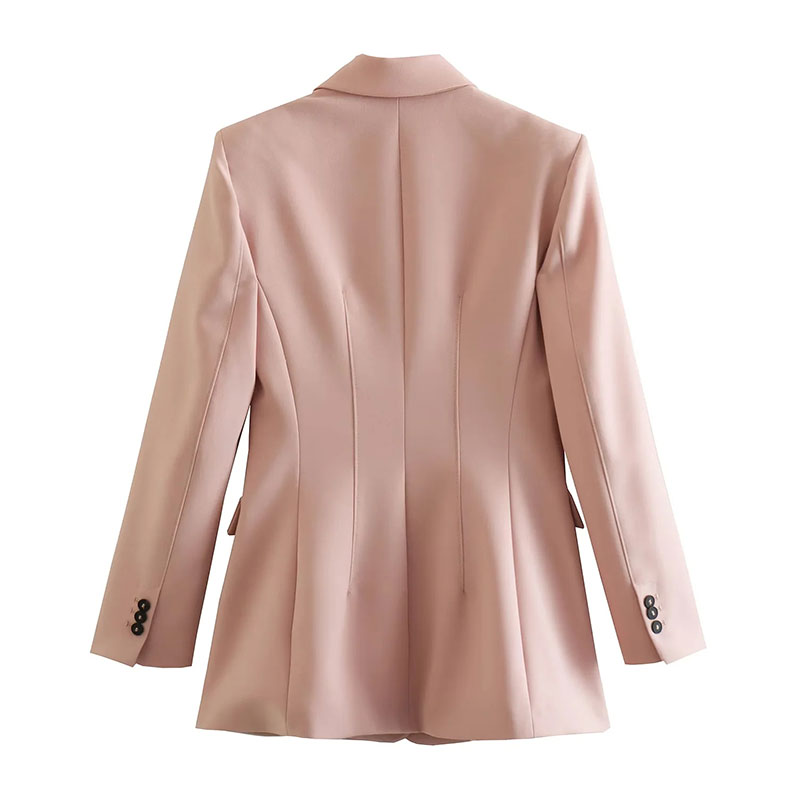Fashion Pink Polyester Breasted Lapel Blazer,Coat-Jacket