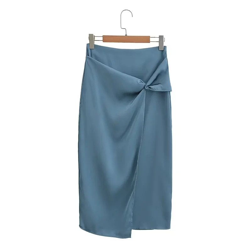 Fashion Blue Polyester Knot Skirt,Skirts
