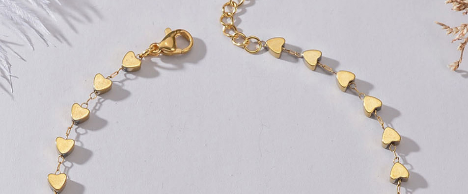Fashion Gold Titanium Steel Heart Chain Anklet,Fashion Anklets