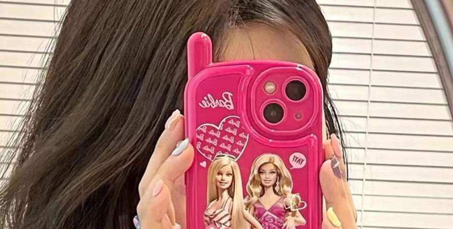Fashion Barbie Big Brother + Rose Red Bead Chain Apple 14plus Tpu Barbie Printed Beaded Beaded Iphone Case,Phone Cases