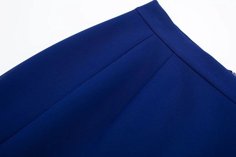 Fashion Blue Polyester Pleated Skirt,Skirts