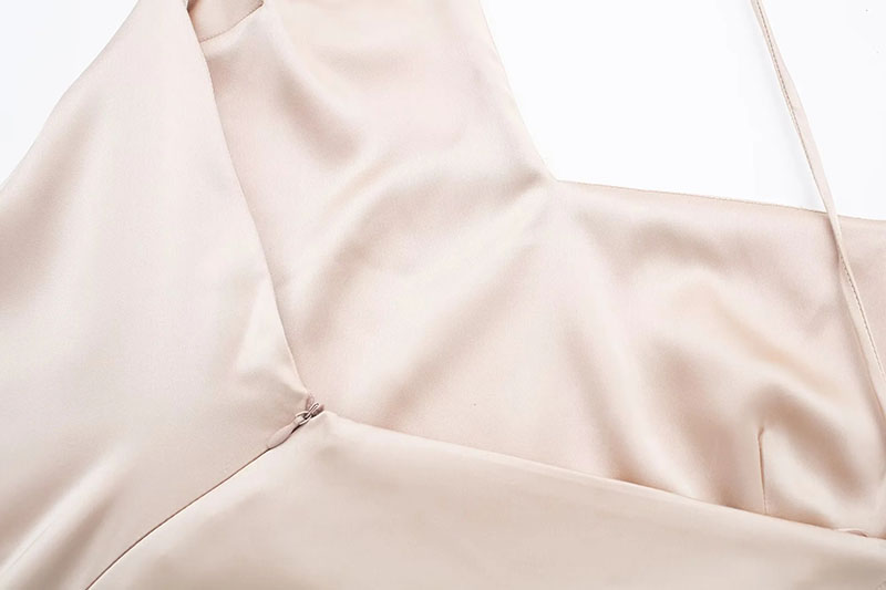 Fashion Pink Silk Satin Back Cross -camisling Skirt,Long Dress