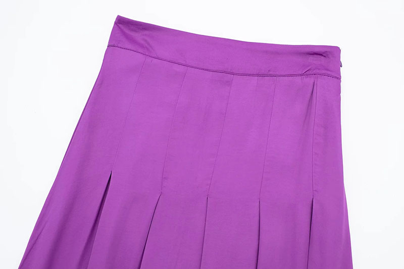 Fashion Purple Polyester Wide Pleated Skirt,Skirts