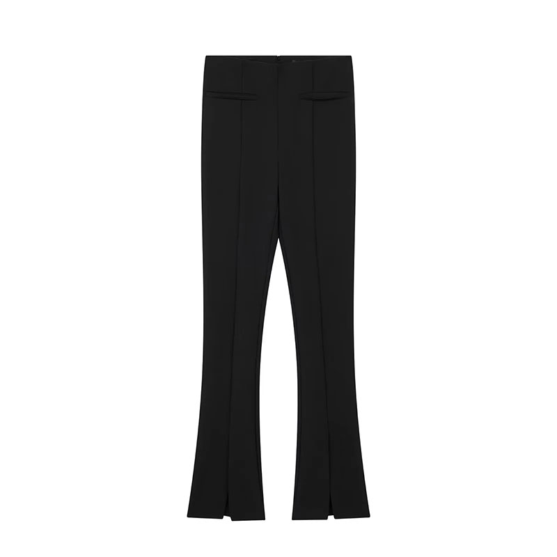 Fashion Black High Waist Flared Trousers,Pants