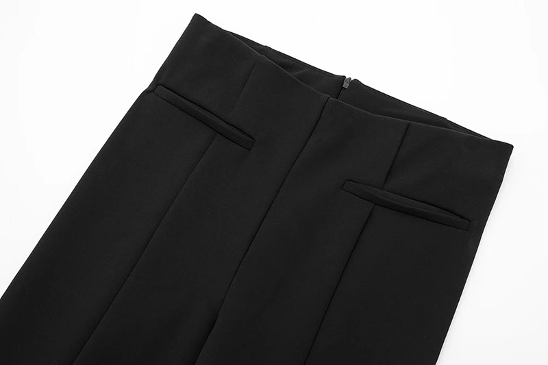Fashion Black High Waist Flared Trousers,Pants