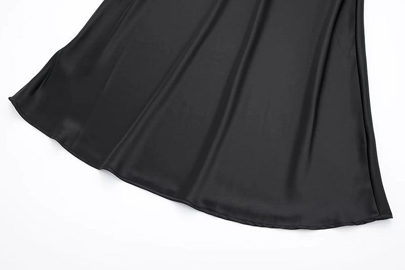Fashion Black Polyester Lace V -neck Suspender Skirt,Long Dress