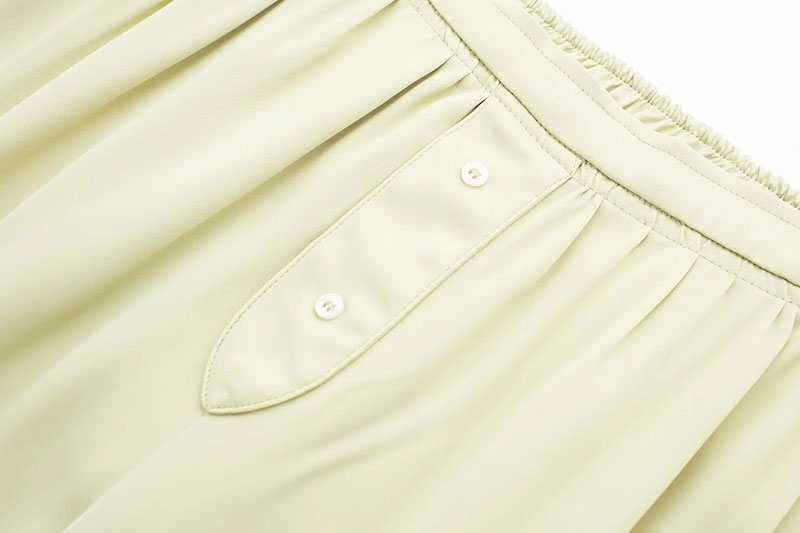 Fashion Green Saton Fold Straight Trousers,Pants