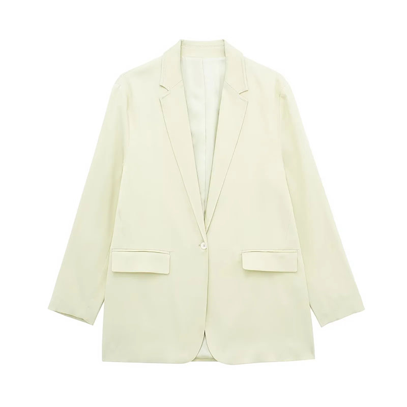 Fashion Green Saton Lapel Pocket Decorative Suit Jacket,Coat-Jacket