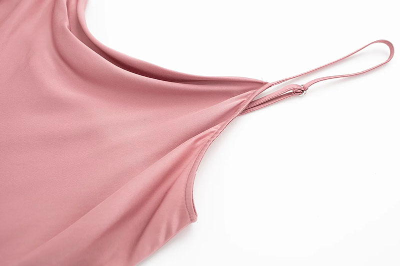 Fashion Pink Saton Hanging Neck Strap,Tank Tops & Camis