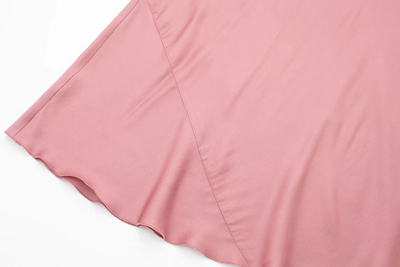Fashion Pink Satin Fold Skirt,Skirts