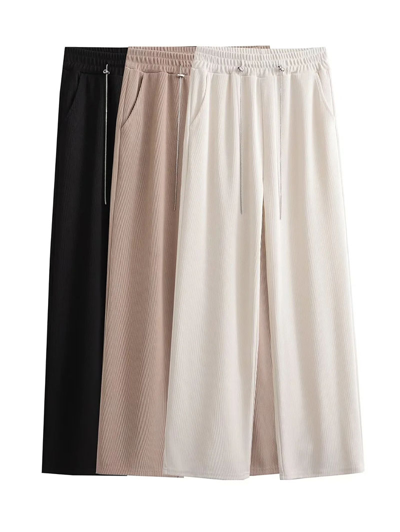 Fashion Color Polyester Chain Wide -leg Trousers,Pants