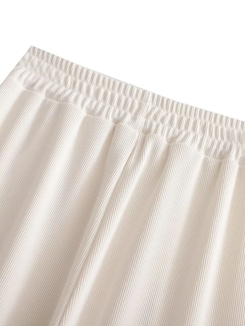 Fashion White Polyester Chain Wide -leg Trousers,Pants